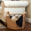 Household Essentials Large Rectangular Floor Storage Basket with Braided Handles, Light Brown(Round)