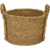 Household Essentials Large Rectangular Floor Storage Basket with Braided Handles, Light Brown(Round)