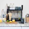 Household Essentials Metal 2-Tier Countertop Caddy, Black 14.25 in. L x 12 in. H(14″ Wide)