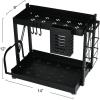 Household Essentials Metal 2-Tier Countertop Caddy, Black 14.25 in. L x 12 in. H(14″ Wide)