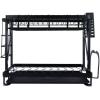 Household Essentials Metal 2-Tier Countertop Caddy, Black 14.25 in. L x 12 in. H(16″ Wide)