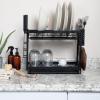 Household Essentials Metal 2-Tier Countertop Caddy, Black 14.25 in. L x 12 in. H(16″ Wide)