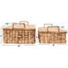 Household Essentials Stackable Hyacinth Baskets with Oak Lids, Natural, Set of 2