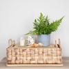 Household Essentials Stackable Hyacinth Baskets with Oak Lids, Natural, Set of 2