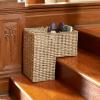 Household Essentials Wicker Stair Basket with Handles, Handwoven Seagrass, Natural(Seagrass)