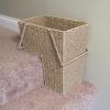 Household Essentials Wicker Stair Basket with Handles, Handwoven Seagrass, Natural(Seagrass and Corn Husk)