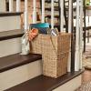 Household Essentials Wicker Stair Basket with Handles, Handwoven Seagrass, Natural(Seagrass and Corn Husk)
