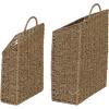 Rectangular Wicker Hanging Baskets, Set of 2, Small and Large, Handwoven Seagrass, Durable Metal Wire Frame, Multipurpose and Contemporary, Perfect for Organizing Newspapers, Mail and More, Natural