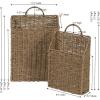 Rectangular Wicker Hanging Baskets, Set of 2, Small and Large, Handwoven Seagrass, Durable Metal Wire Frame, Multipurpose and Contemporary, Perfect for Organizing Newspapers, Mail and More, Natural