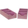 Household Essentials 3 Compartment Organizer Tray 2 Pack, Accessory Organizer, Sturdy Drawer Organizer with Fabric Covering, Gray(Pink)