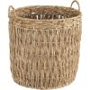Household Essentials Brown Tall Round Wicker Storage Basket(Natural Water Hyacinth)