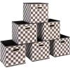 Household Essentials Fabric Storage Bins 6 Piece Set, Checkerboard White and Black(11” L x 11” W x 11” H)