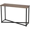 Household Essentials Jamestown Console Sofa Table Rustic Slate Concrete and Black Metal(Ashwood)