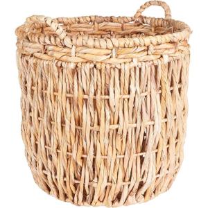 Household Essentials Brown Tall Round Wicker Storage Basket(Natural Banana Leaf)