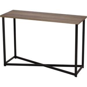 Household Essentials Jamestown Console Sofa Table Rustic Slate Concrete and Black Metal(Ashwood)