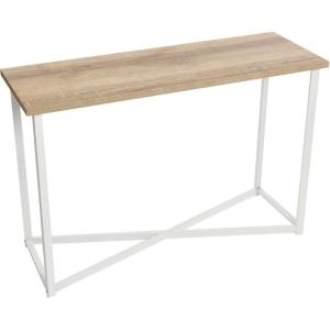 Household Essentials Jamestown Console Sofa Table Rustic Slate Concrete and Black Metal(Coastal Oak)