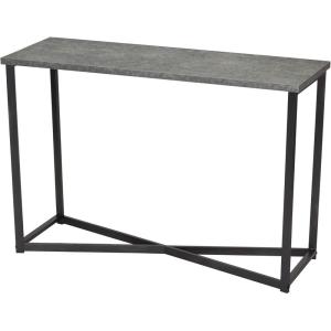 Household Essentials Jamestown Console Sofa Table Rustic Slate Concrete and Black Metal(Slate)