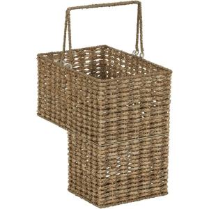 Household Essentials Wicker Stair Basket with Handles, Handwoven Seagrass, Natural(Seagrass)