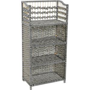 Household Essentials Woven Accent Shelf Cream and White Paper Rattan(Black)