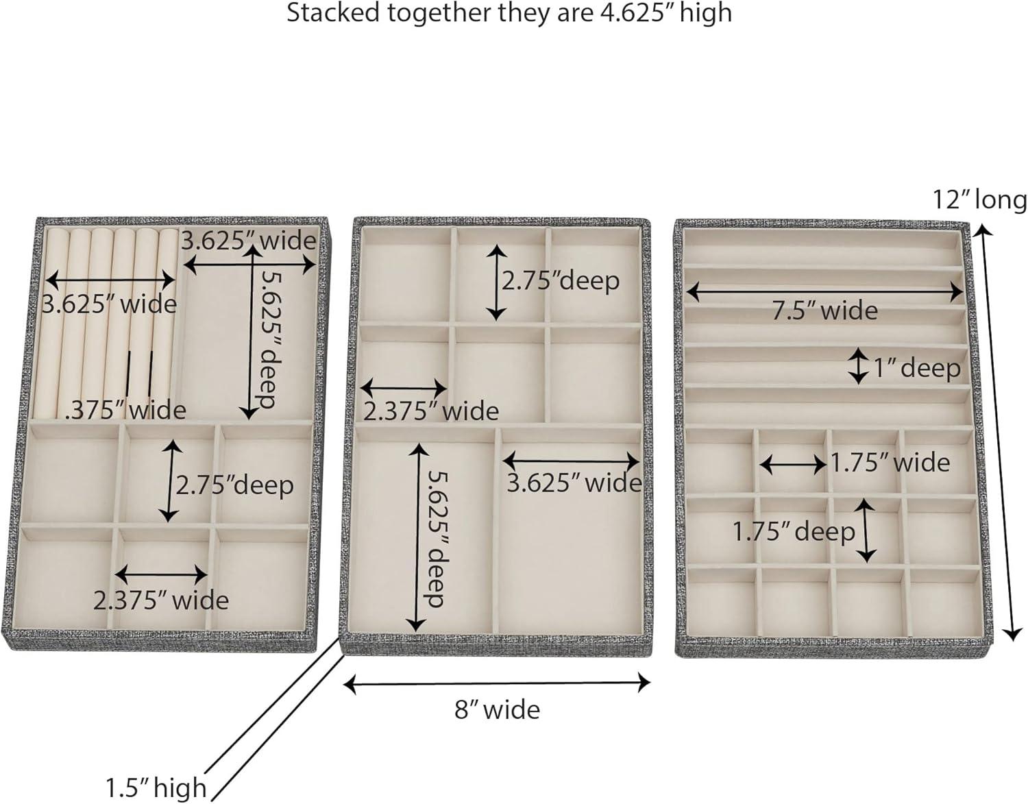 image:imageHousehold Essentials 3Tier Jewelry Tray Sturdy Chipboard With Polyester Linen Wrap Polyester Felt Lining Many Compartments for Easy Jewelry Access Stackable Stylish and Functional Seafoam GreenGraphite