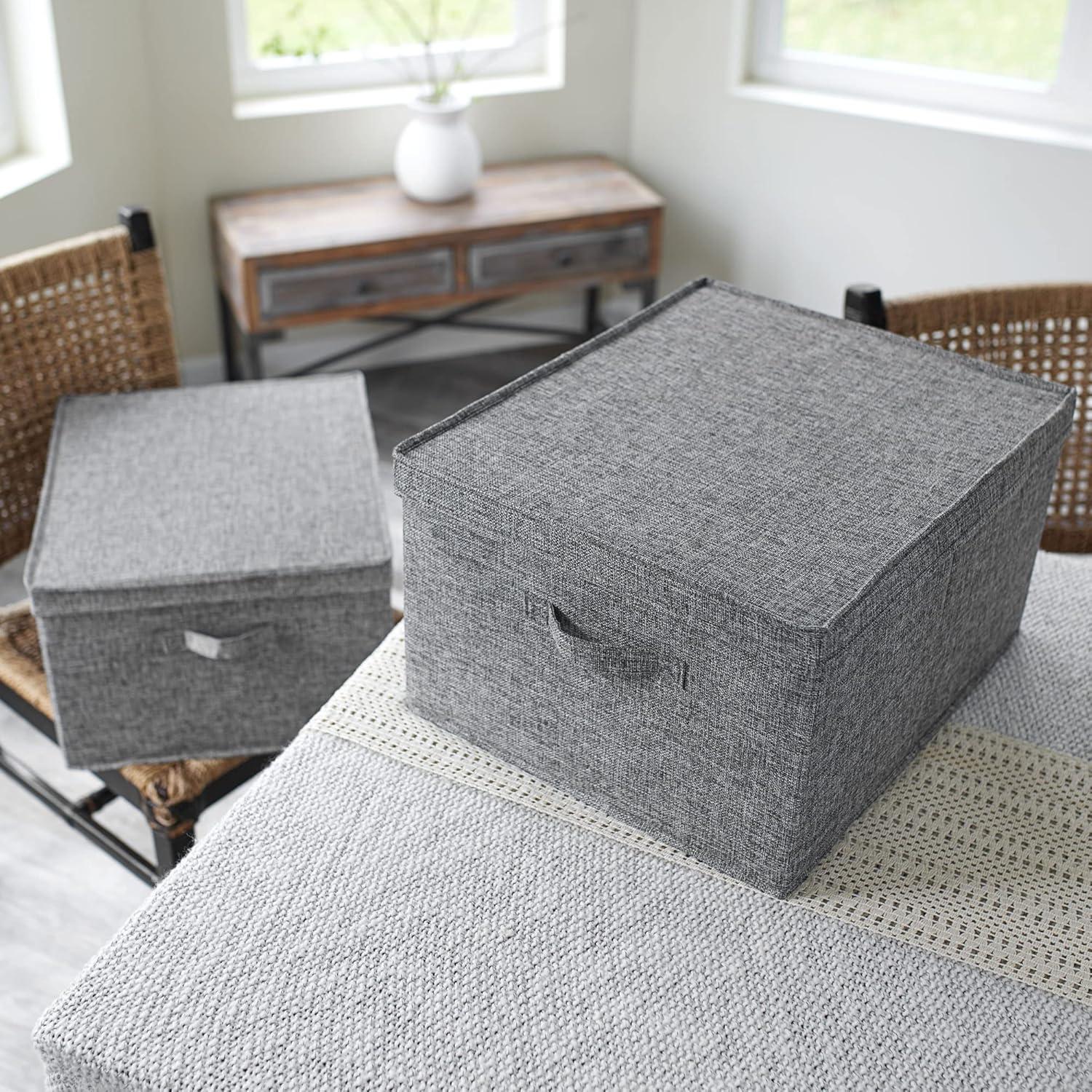 image:imageHousehold Essentials Jumbo Fabric Storage Bins 2 Pack CreamGraphite