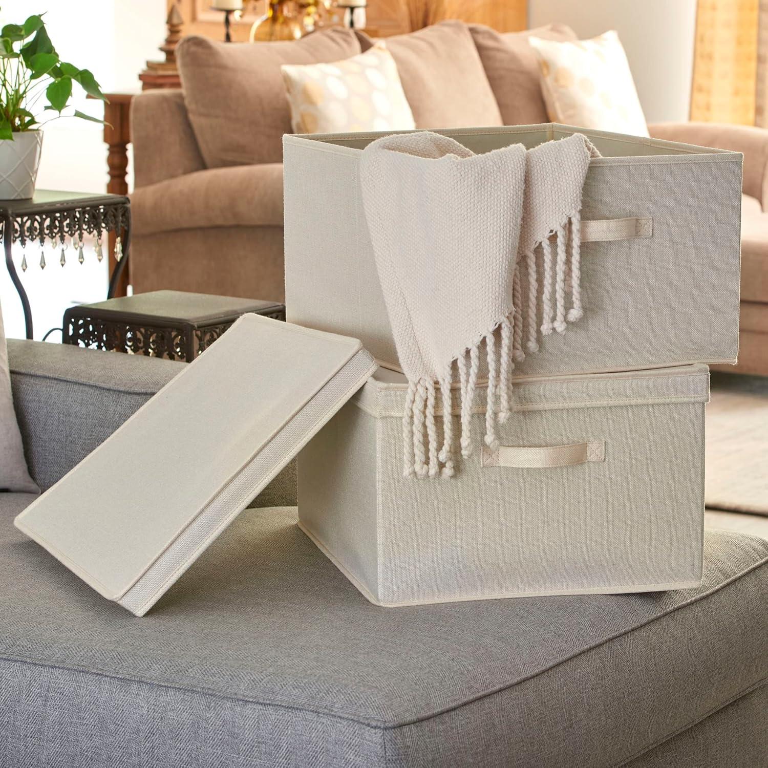 image:imageHousehold Essentials Jumbo Fabric Storage Bins 2 Pack CreamNatural