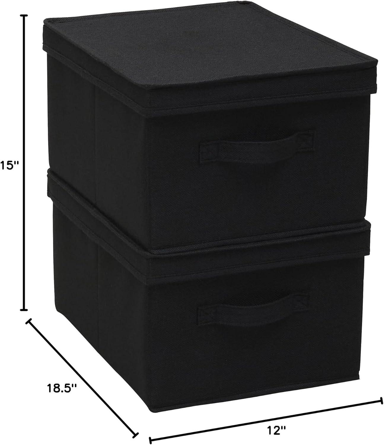 image:imageHousehold Essentials Large Fabric Storage Bins with Lids Graphite Set of 2Black