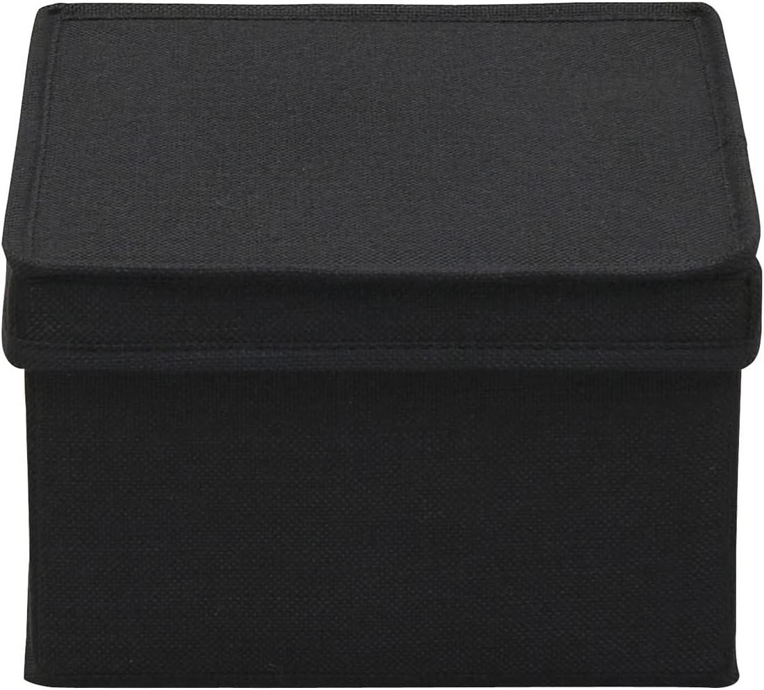 image:imageHousehold Essentials Medium Fabric Storage Bins with Lids Black Set of 2Black