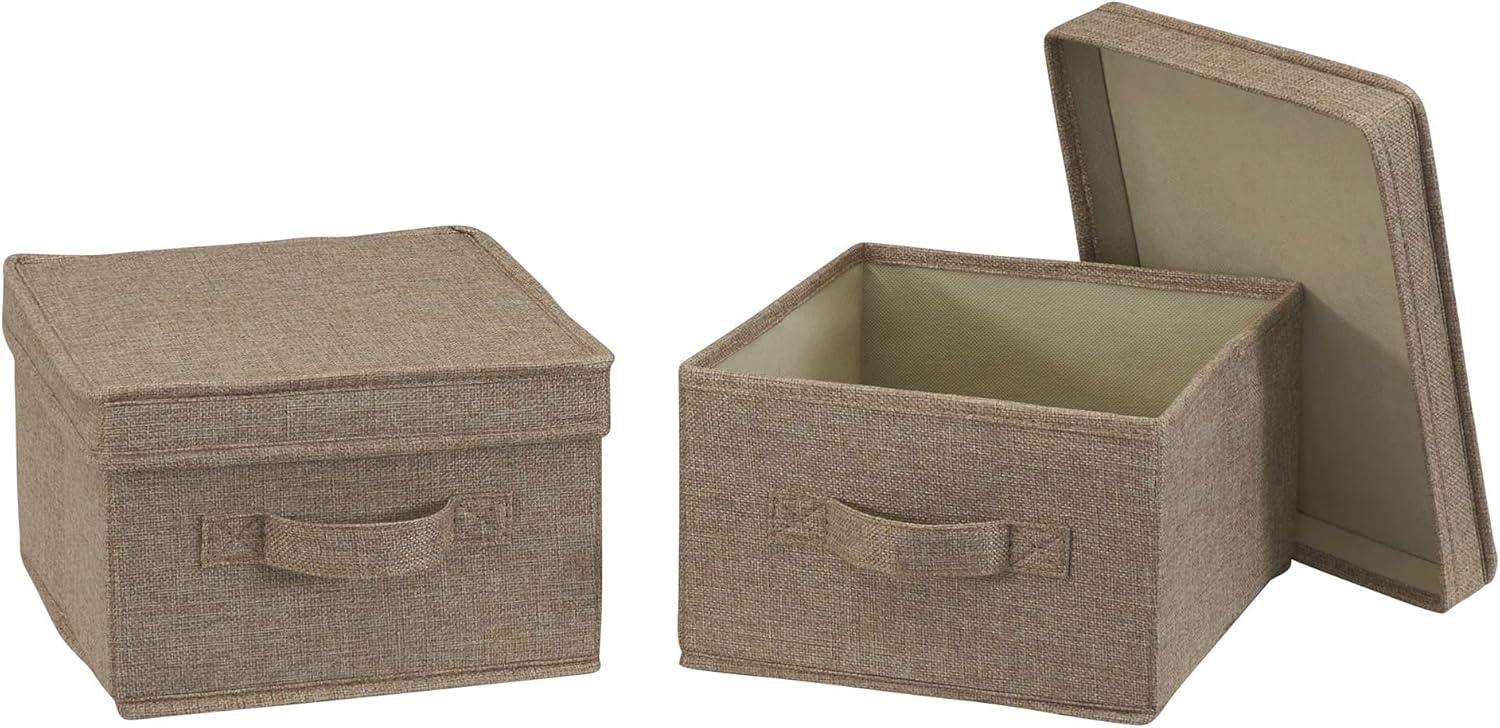 image:imageHousehold Essentials Medium Fabric Storage Bins with Lids Black Set of 2Latte