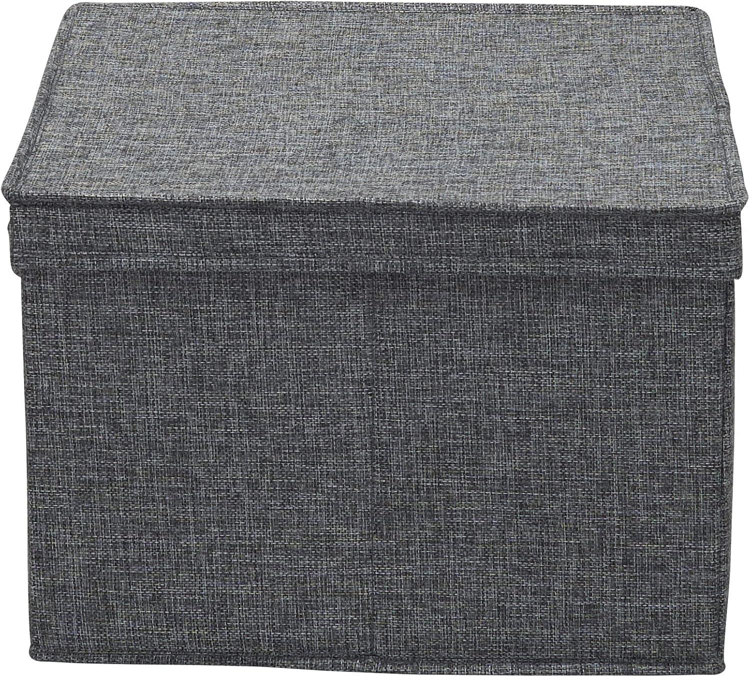 image:imageHousehold Essentials Square Fabric Storage Bins with Lids Latte Set of 2Graphite