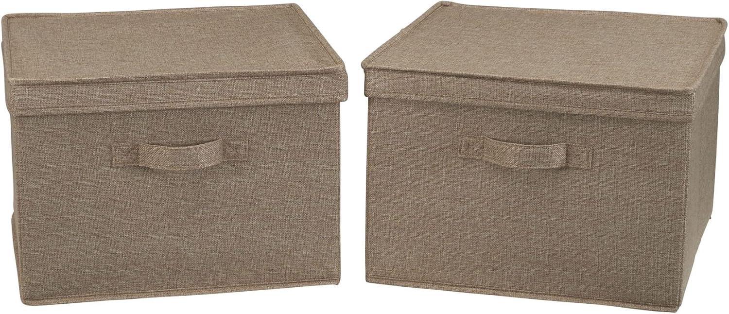 image:imageHousehold Essentials Square Fabric Storage Bins with Lids Latte Set of 2Latte