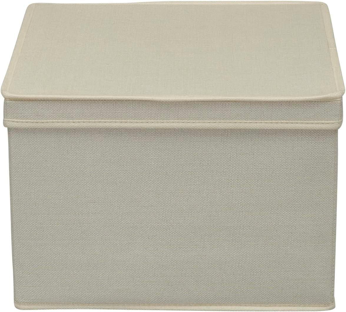 image:imageHousehold Essentials Square Fabric Storage Bins with Lids Latte Set of 2Natural