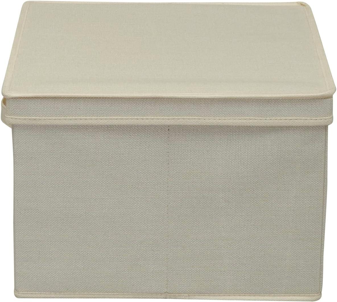 image:imageHousehold Essentials Square Fabric Storage Bins with Lids Latte Set of 2Natural