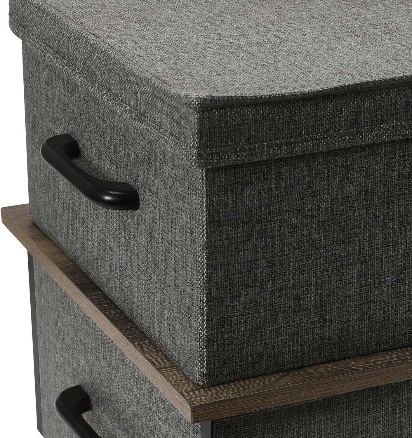 image:imageHousehold Essentials Stacking Storage Boxes with Laminate Top Set of 2 Ashwood