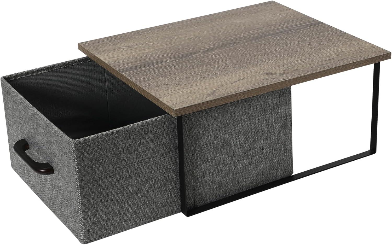 image:imageHousehold Essentials Stacking Storage Boxes with Laminate Top Set of 2 Ashwood