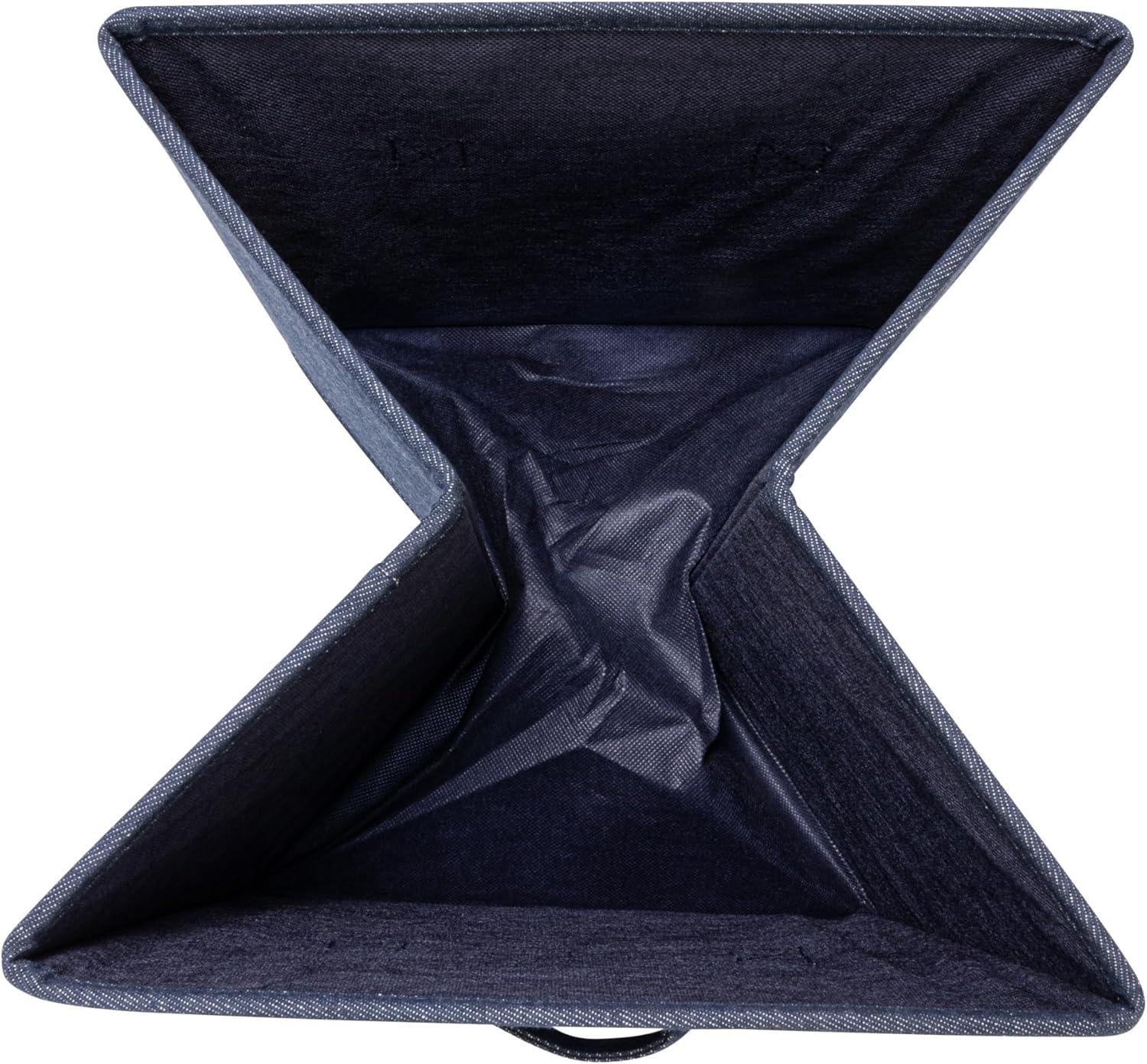 image:imageHousehold Essentials Tapered Fabric HardSided Storage Bins with Cloth Handles Set of 2 DenimDenim