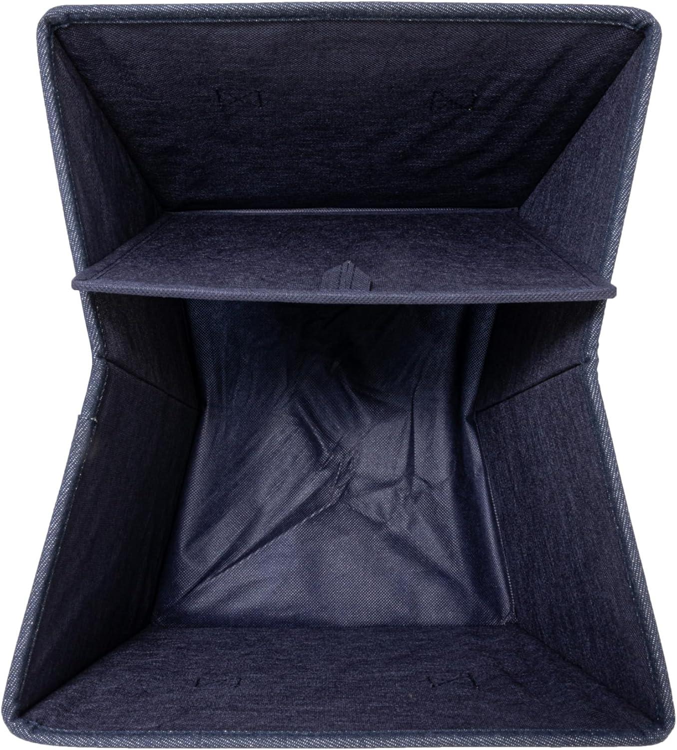 image:imageHousehold Essentials Tapered Fabric HardSided Storage Bins with Cloth Handles Set of 2 DenimDenim