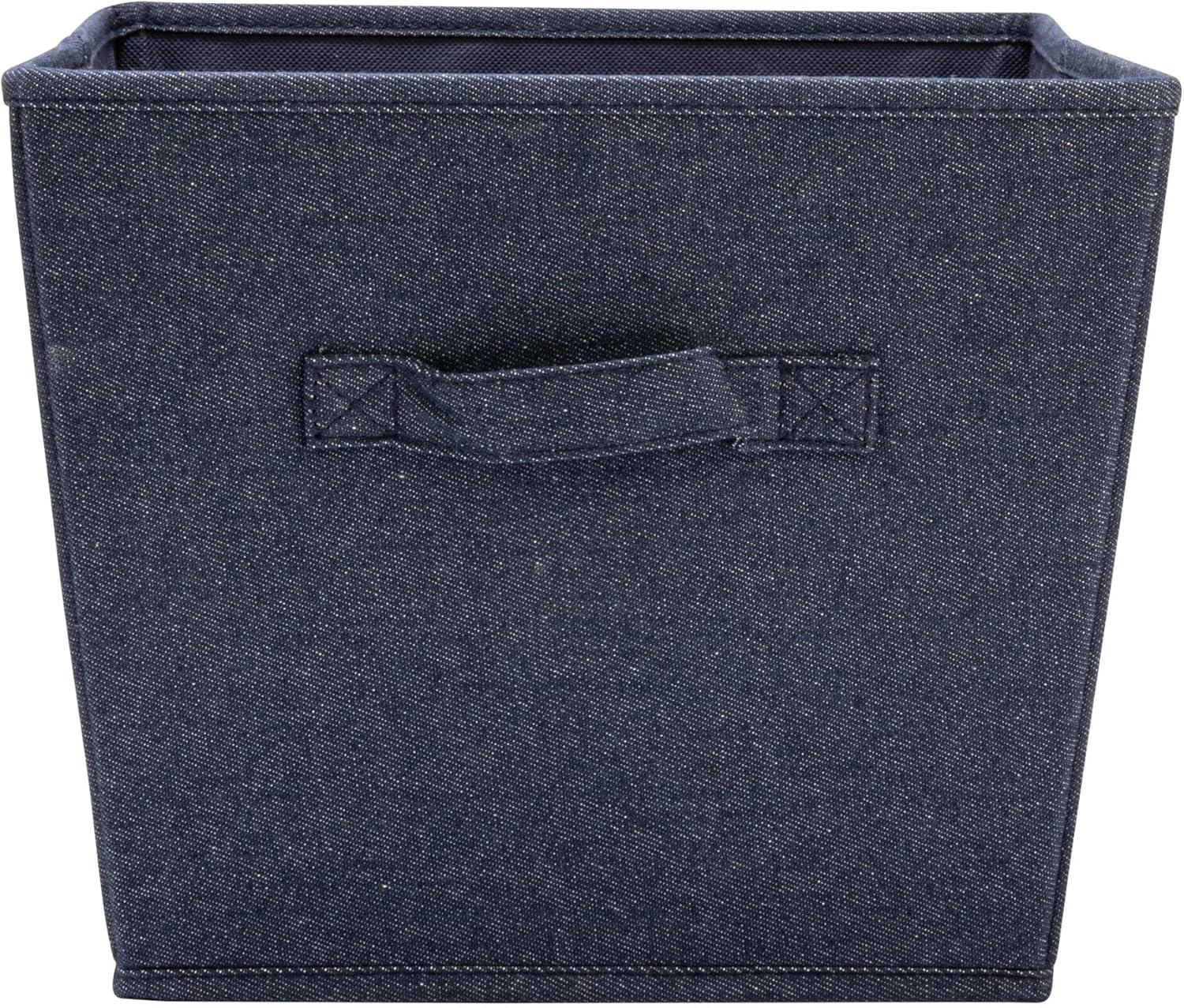 image:imageHousehold Essentials Tapered Fabric HardSided Storage Bins with Cloth Handles Set of 2 DenimDenim