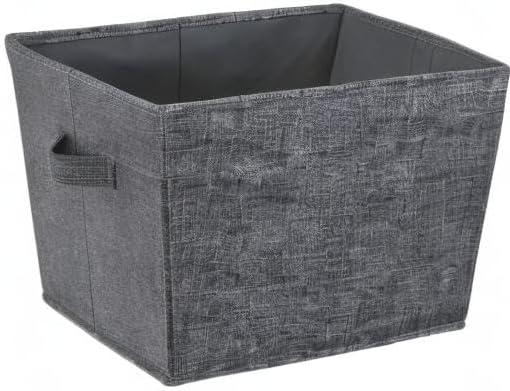 image:imageHousehold Essentials Tapered Fabric HardSided Storage Bins with Cloth Handles Set of 2 DenimGraphite