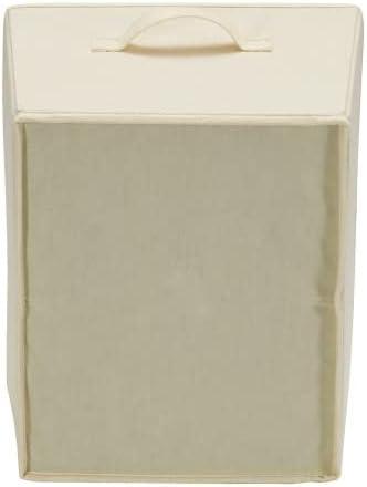 image:imageHousehold Essentials Tapered Fabric HardSided Storage Bins with Cloth Handles Set of 2 DenimWhite