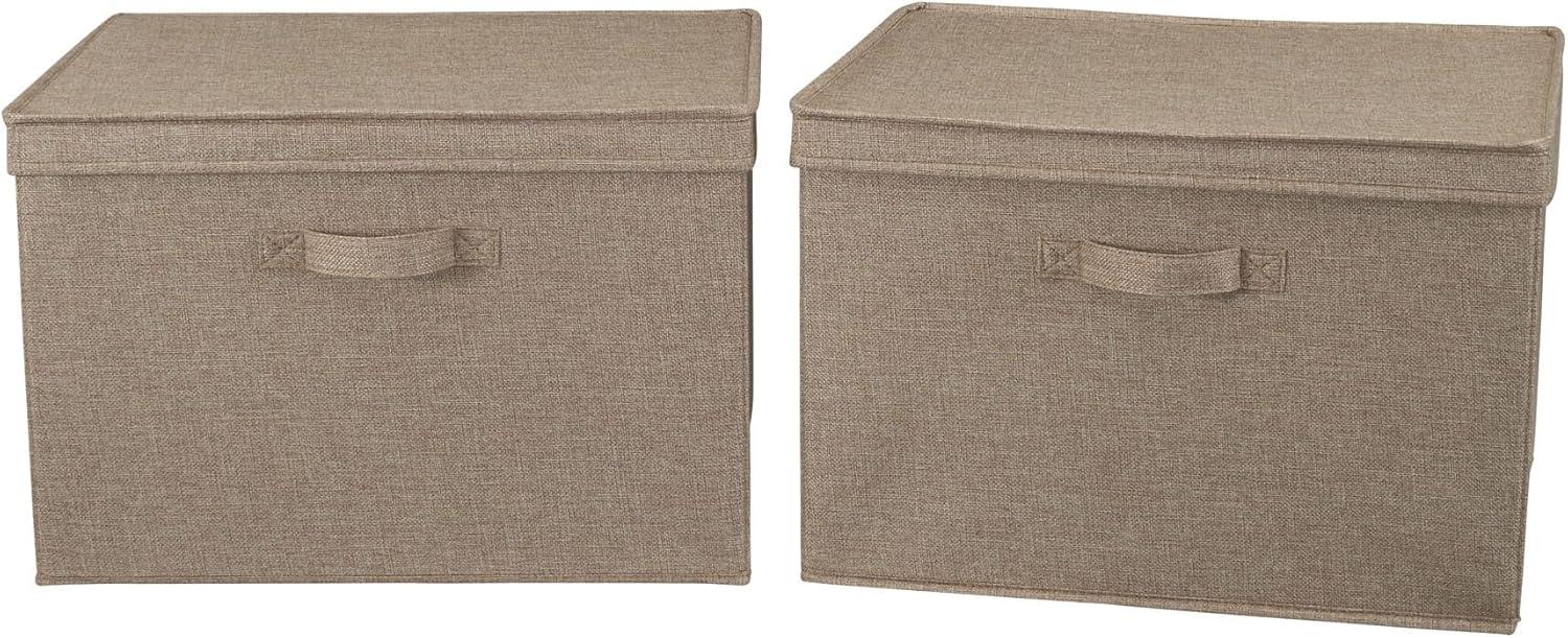 image:imageHousehold Essentials Wide Fabric Storage Bins with Lids Latte Set of 2Latte