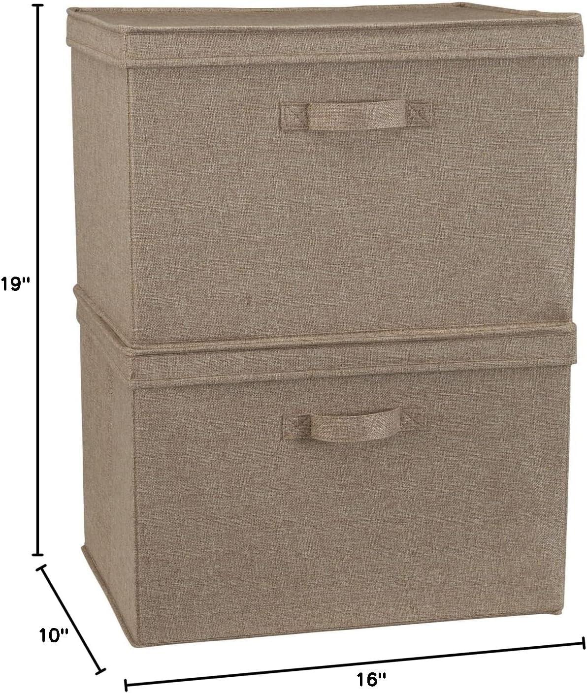 image:imageHousehold Essentials Wide Fabric Storage Bins with Lids Latte Set of 2Latte