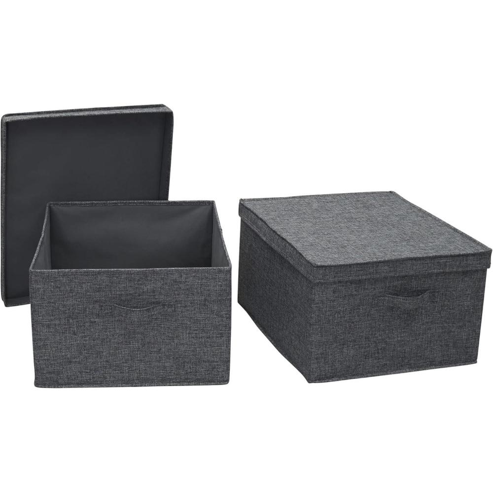 image:imageHousehold Essentials Jumbo Fabric Storage Bins 2 Pack CreamGraphite