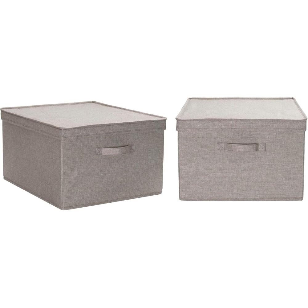 image:imageHousehold Essentials Jumbo Fabric Storage Bins 2 Pack CreamGrey