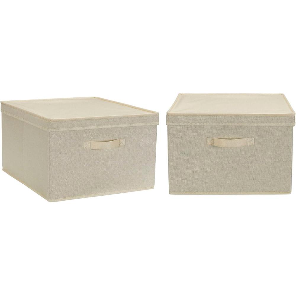 image:imageHousehold Essentials Jumbo Fabric Storage Bins 2 Pack CreamNatural