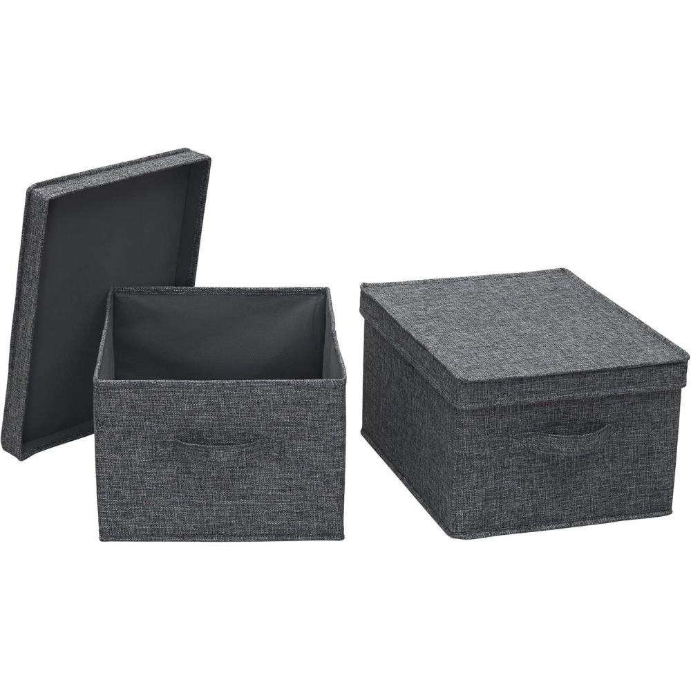image:imageHousehold Essentials Large Fabric Storage Bins with Lids Graphite Set of 2Graphite