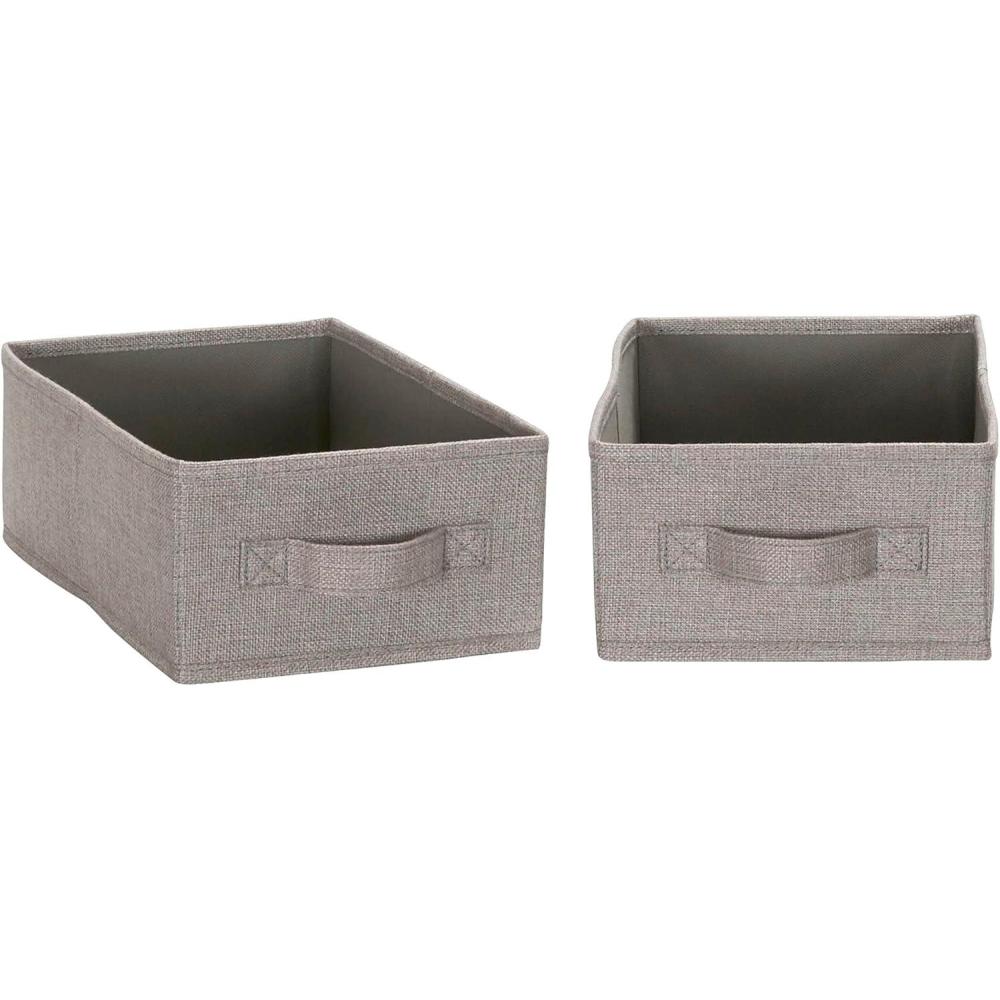 image:imageHousehold Essentials Narrow Closet Organizer Drawers 2 Pack Luxe Breathable Poly Linen Convenient Front Handle Perfect for Hanging Closet OrganizersSilver