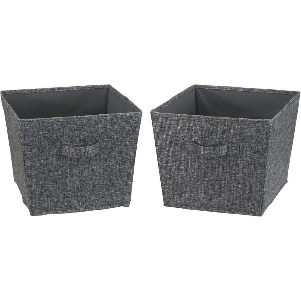 image:imageHousehold Essentials Tapered Fabric HardSided Storage Bins with Cloth Handles Set of 2 DenimGraphite