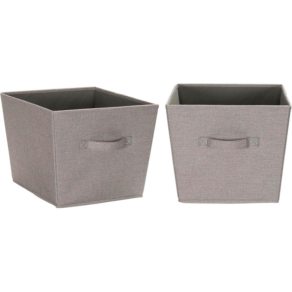 image:imageHousehold Essentials Tapered Fabric HardSided Storage Bins with Cloth Handles Set of 2 DenimGray