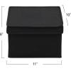 Household Essentials Medium Fabric Storage Bins with Lids, Black, Set of 2(Black)